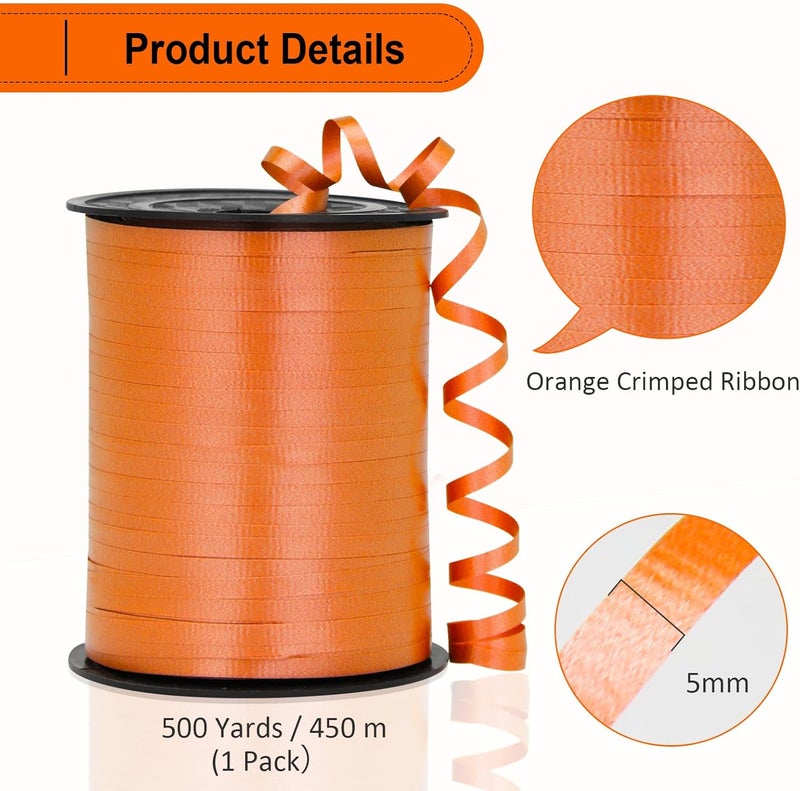 OMISELIO Orange Ribbon - 500 Yard Crimped Curly Orange Curling Ribbon for Gift Wrapping, Balloons, Halloween & Christmas - Image 5